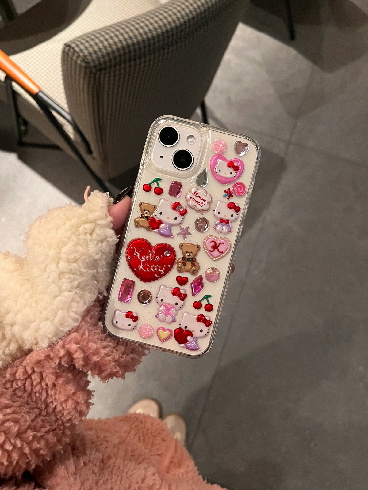 3D Sticker Glitter iPhone Case