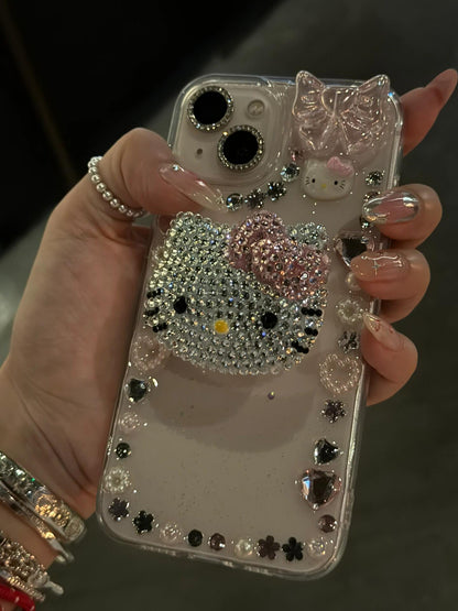 Clear Kitty Charm iPhone Case with Holder
