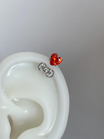 Kitty Bow Stainless Steel Helix Earrings