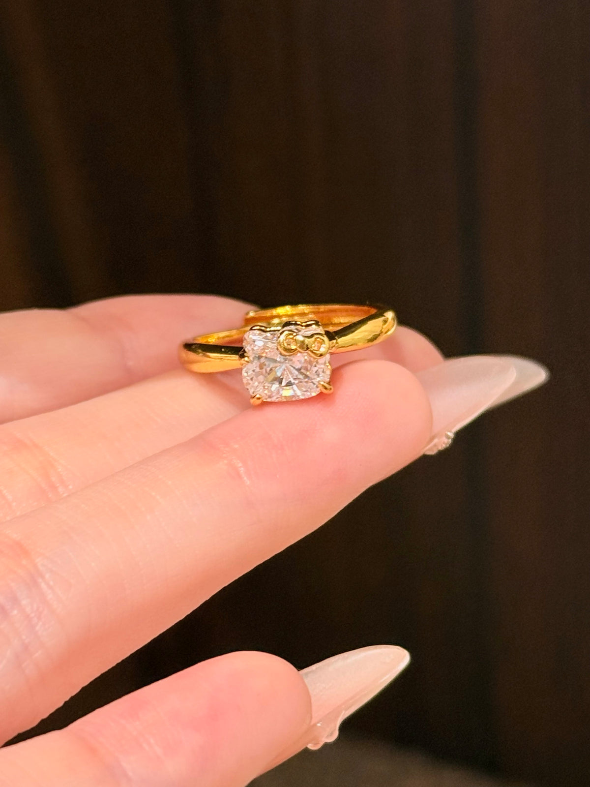 Kitty Bow Crystal Ring