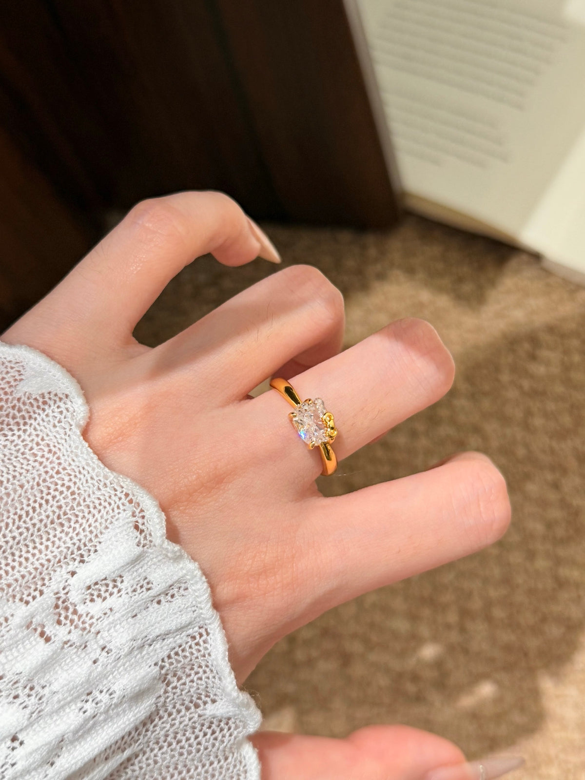 Kitty Bow Crystal Ring